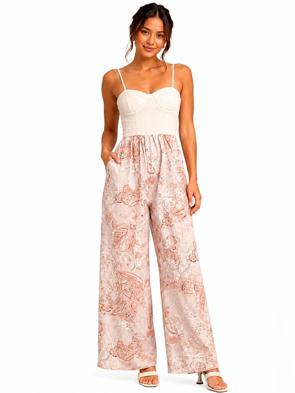 Band of the Free Cream and Pink Jumpsuit